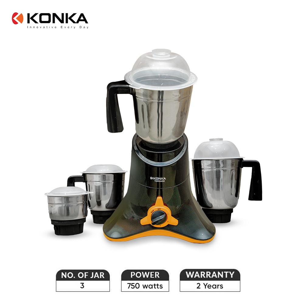 KONKA 3 Jar 750W Tornado Mixer Grinder AC GHAR