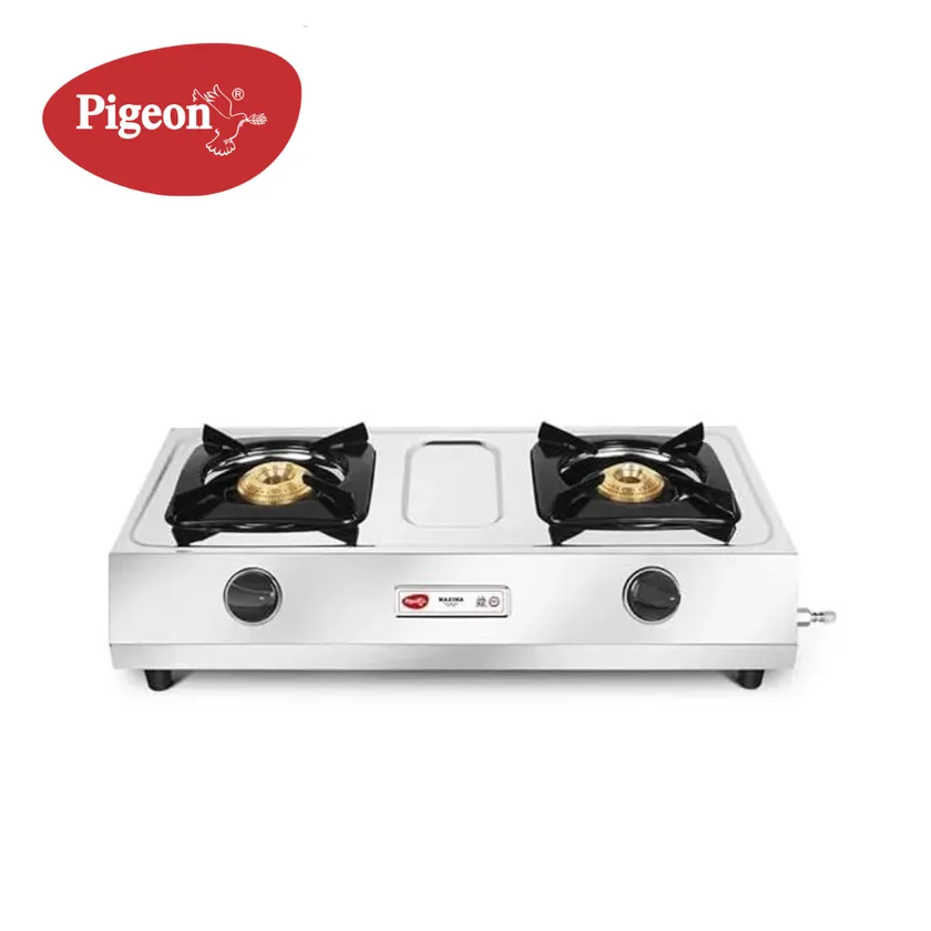 Pigeon 2 Burner Compact Stainless Steel Manual Gas Stove AC GHAR