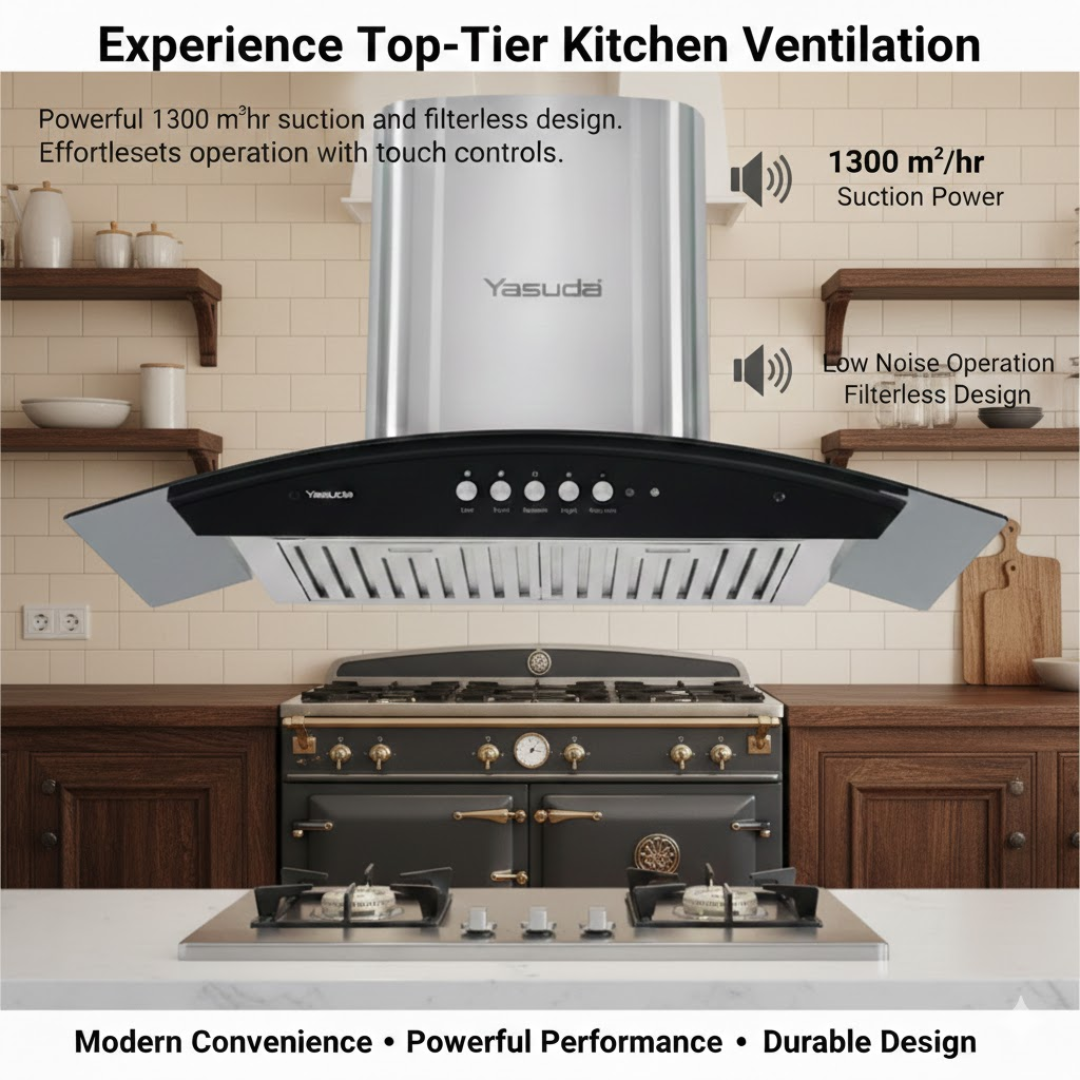 Yasuda 90 CM Baffle Filter Chimney Kitchen Chimney - YS-C90PB