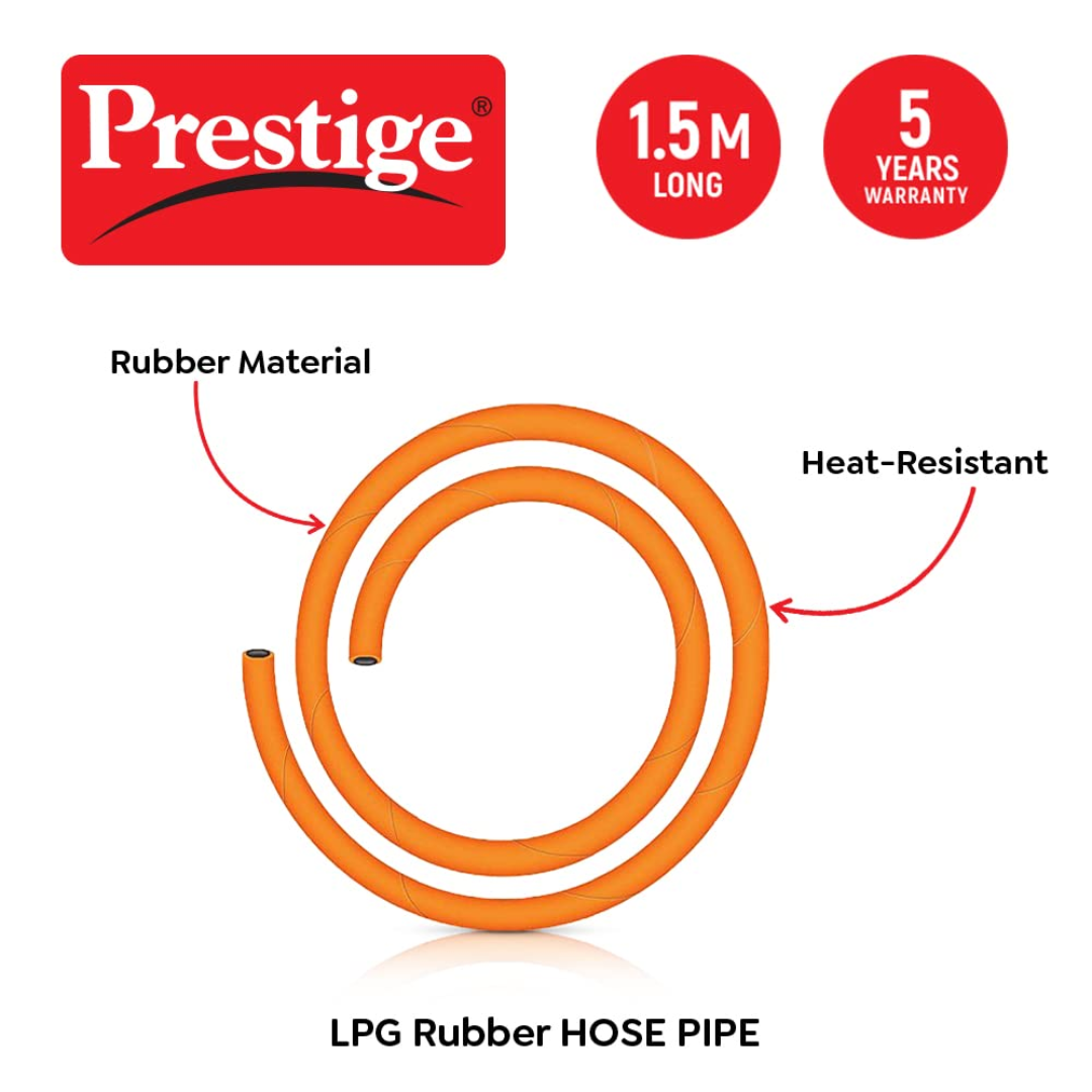 Prestige 1.5m LPG Rubber Hose Pipe with Reinforced Steel Wire
