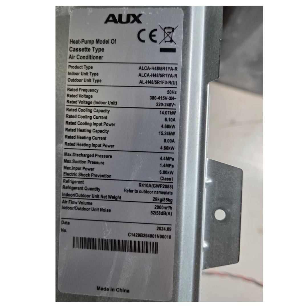 Dimension of AUX 4 Ton Ceiling Cassette AC