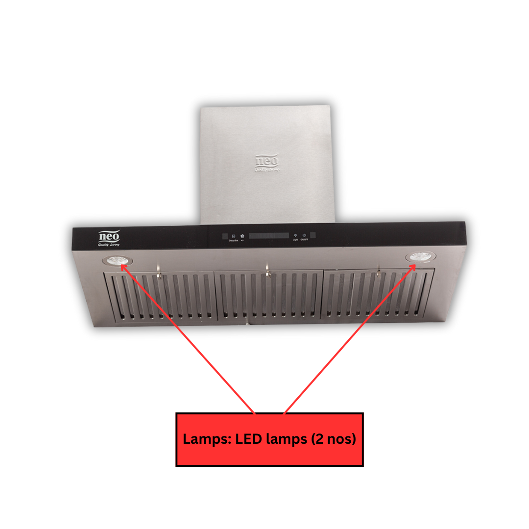 Neo 90 cm Baffle Filter Wall Mount Chimney - Sleek Touch 