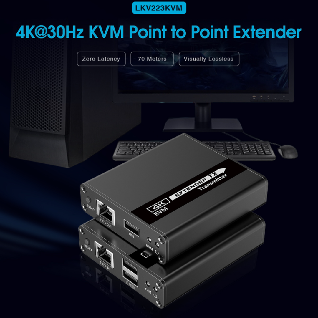 Lenkeng 70M Point to Point HDMI & USB Extender 1080P@60Hz - LKV223KVM 