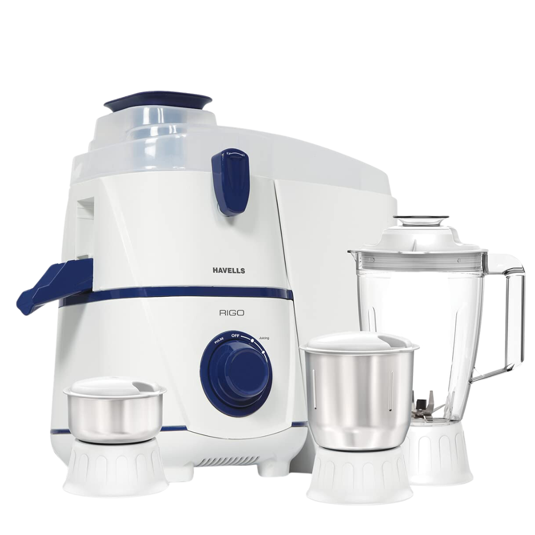 Havells 3 SS Jars Rigo 500 Watt Mixer Grinder - GHFJ Havells 4 SS Jars with Fruit Filter 500 Watt Mixer Grinder - Stilus (GHFJ)