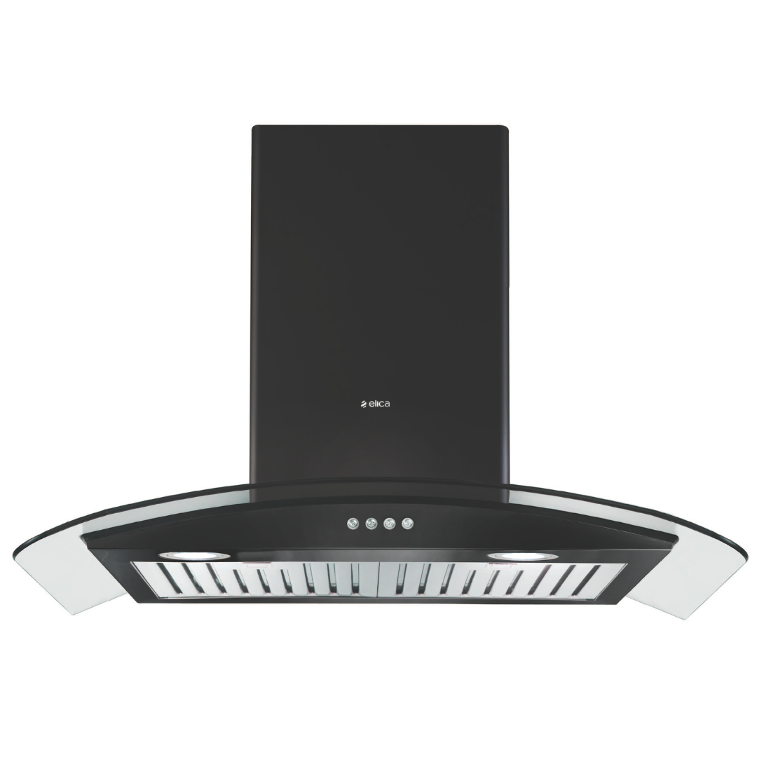 Elica 90 Cm Tempered Glass Chimney - Glace Etb Plus Ltw 903 Nero Pb Led