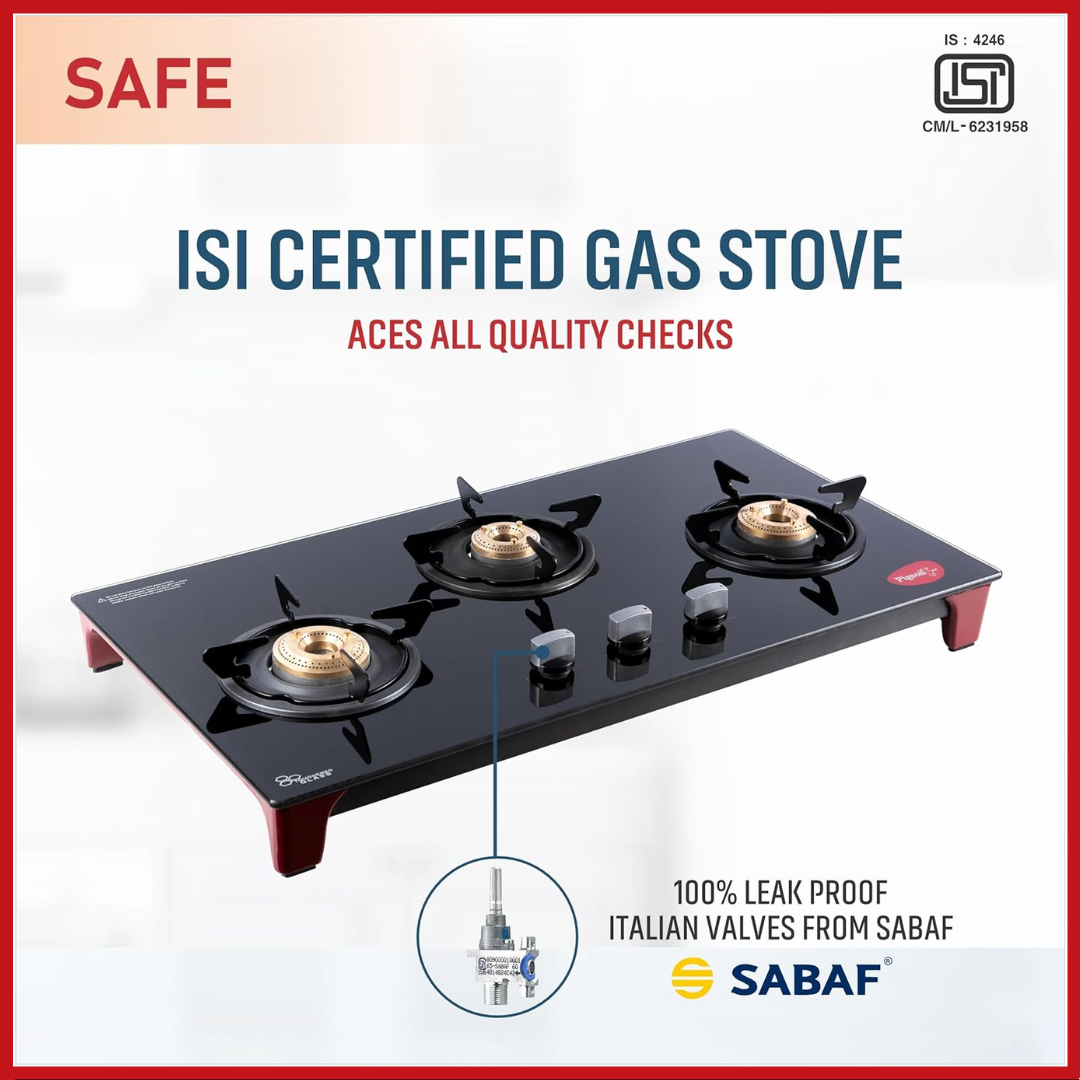 Pigeon 3 Burner Glasstop Gas Stove - Infinity 3BR Auto SA