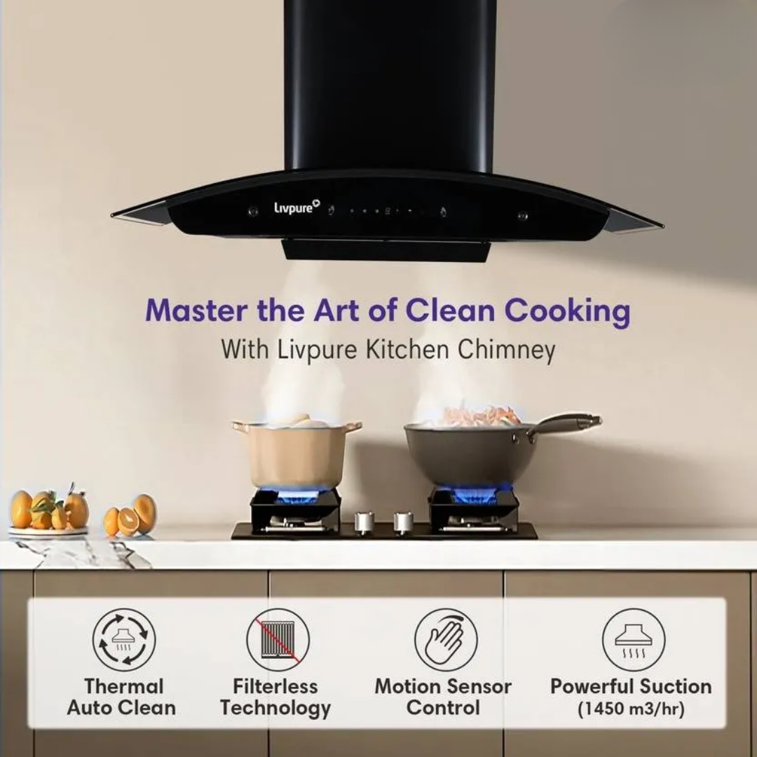 Livpure Curved Glass Kitchen Chimney - ADOR 90