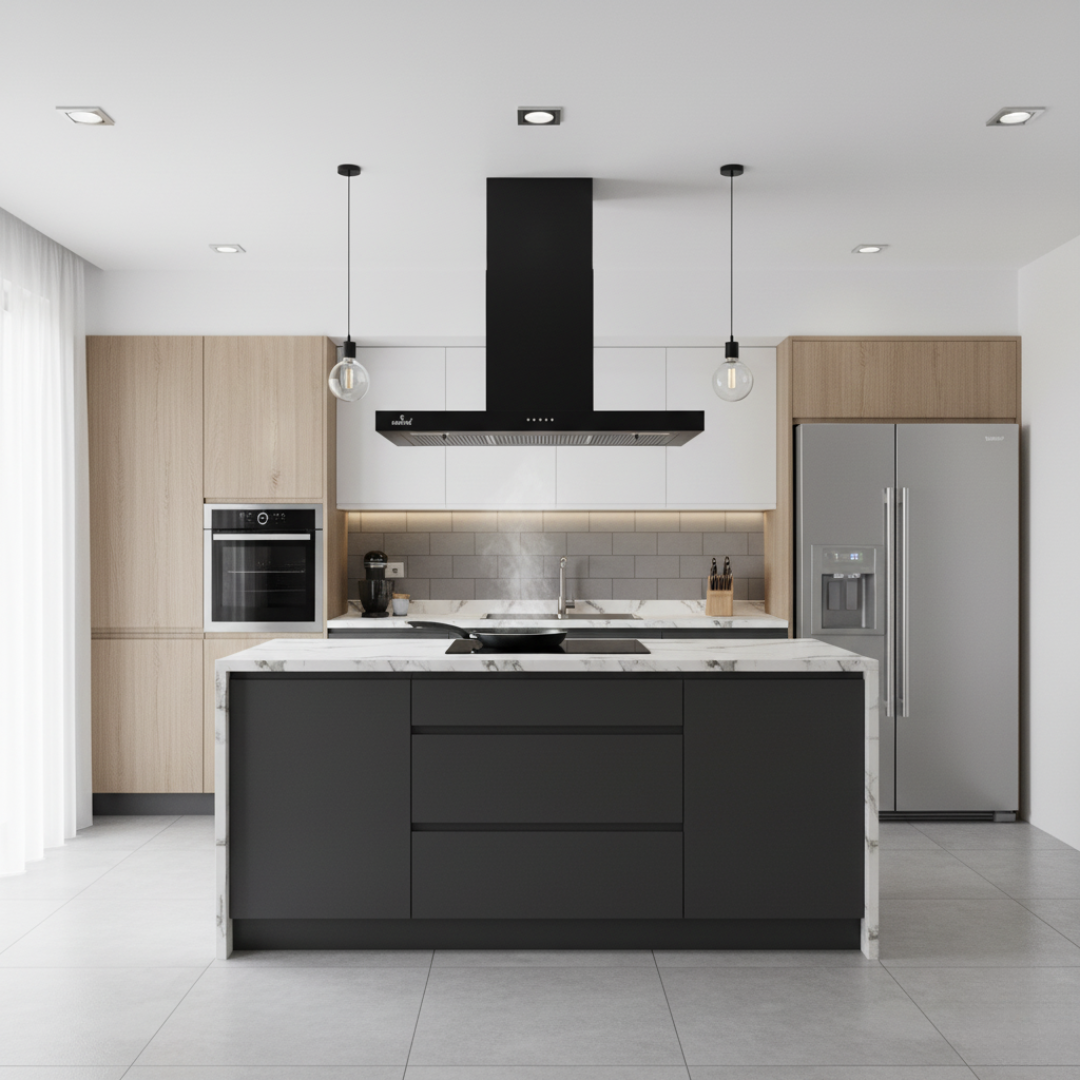 Cantae 90 CM Filterless Kitchen Chimney - Crent PB BK 90 