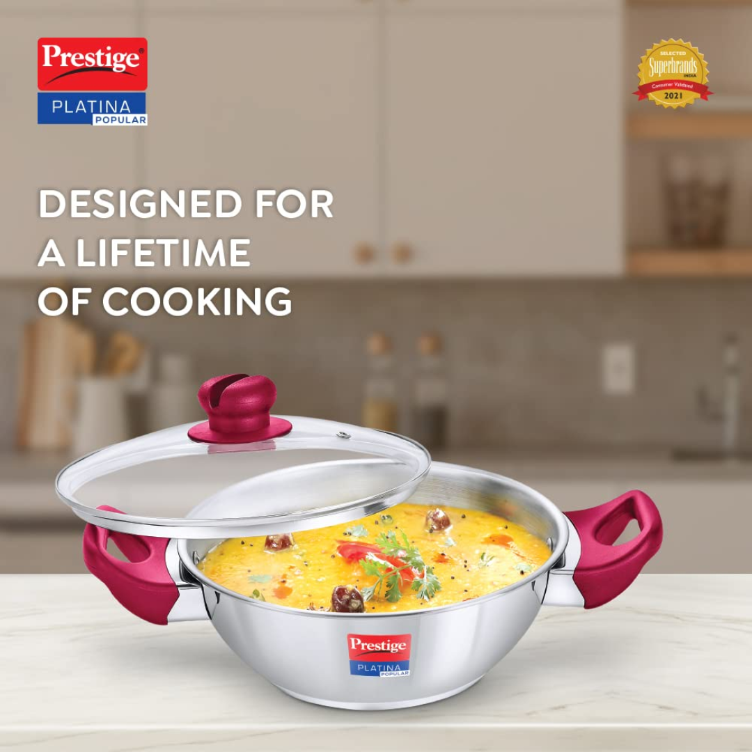 Prestige 36159 2.8 Ltrs Platina Kadai 240 mm with SS Lid  