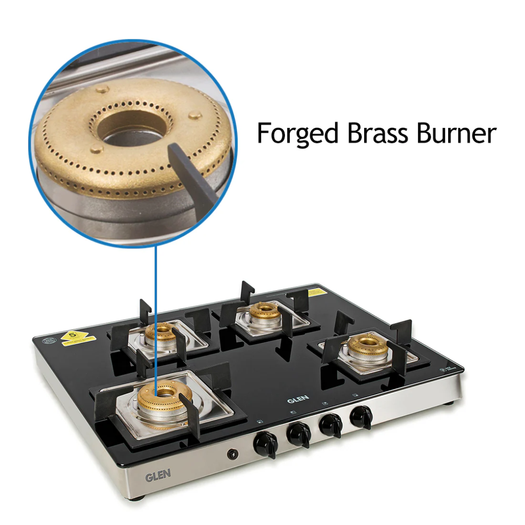 Glen 4 Burner Forged Brass Burner Cooktop - CT 1048 SQ GT BL FB AI