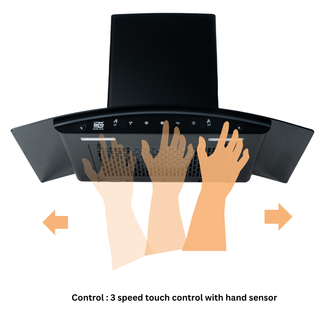Neo 90 cm Baffle Filter Wall Mount Chimney - Exotica 