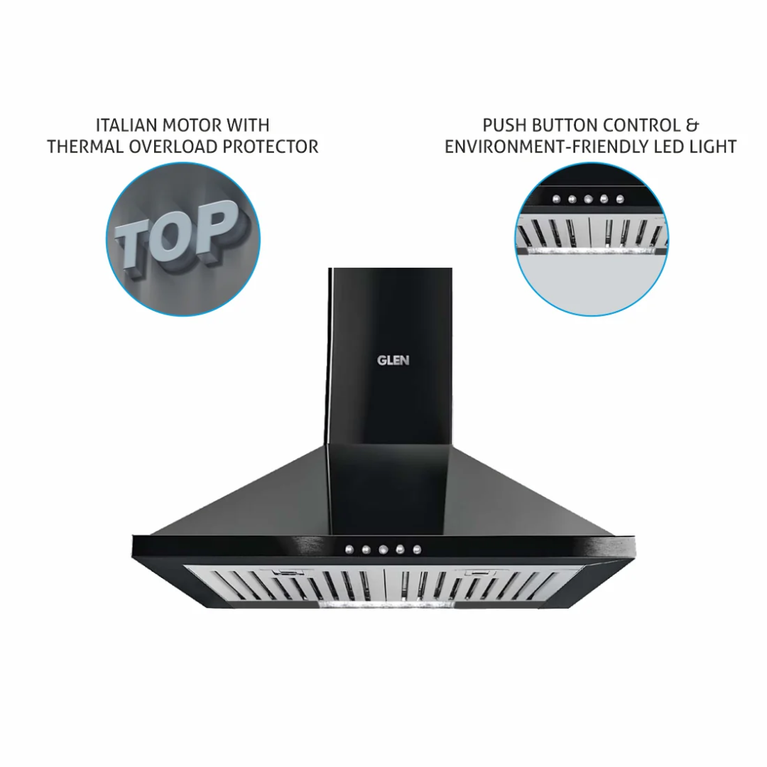 Glen 60 cm Pyramid Shape Baffle filter Kitchen Chimney - CH 6050 Junior DX BLK
