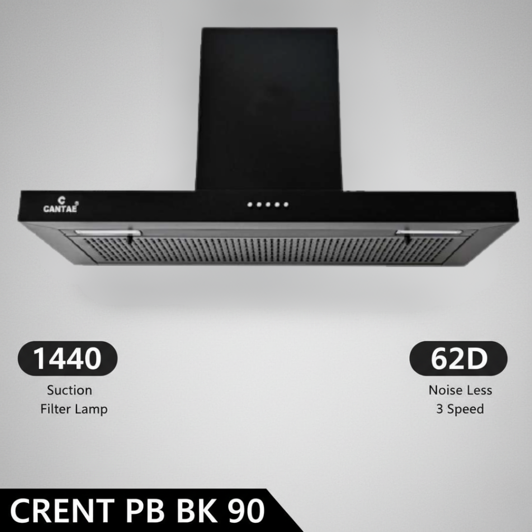 Cantae 90 CM Filterless Kitchen Chimney - Crent PB BK 90