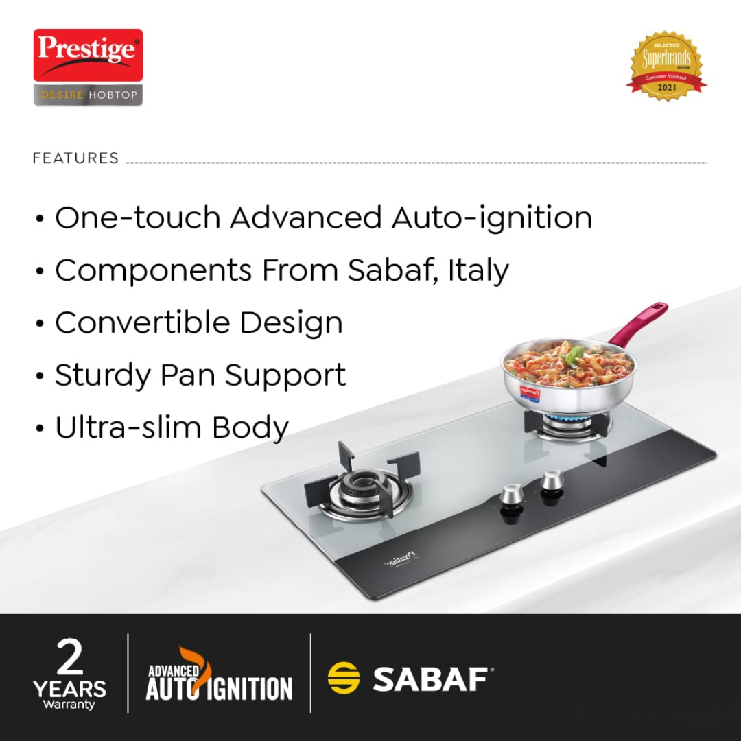 Prestige 3 Burner Slim Cooktop Schott Glass Edge Gas Stove - 40186 PEBS 03