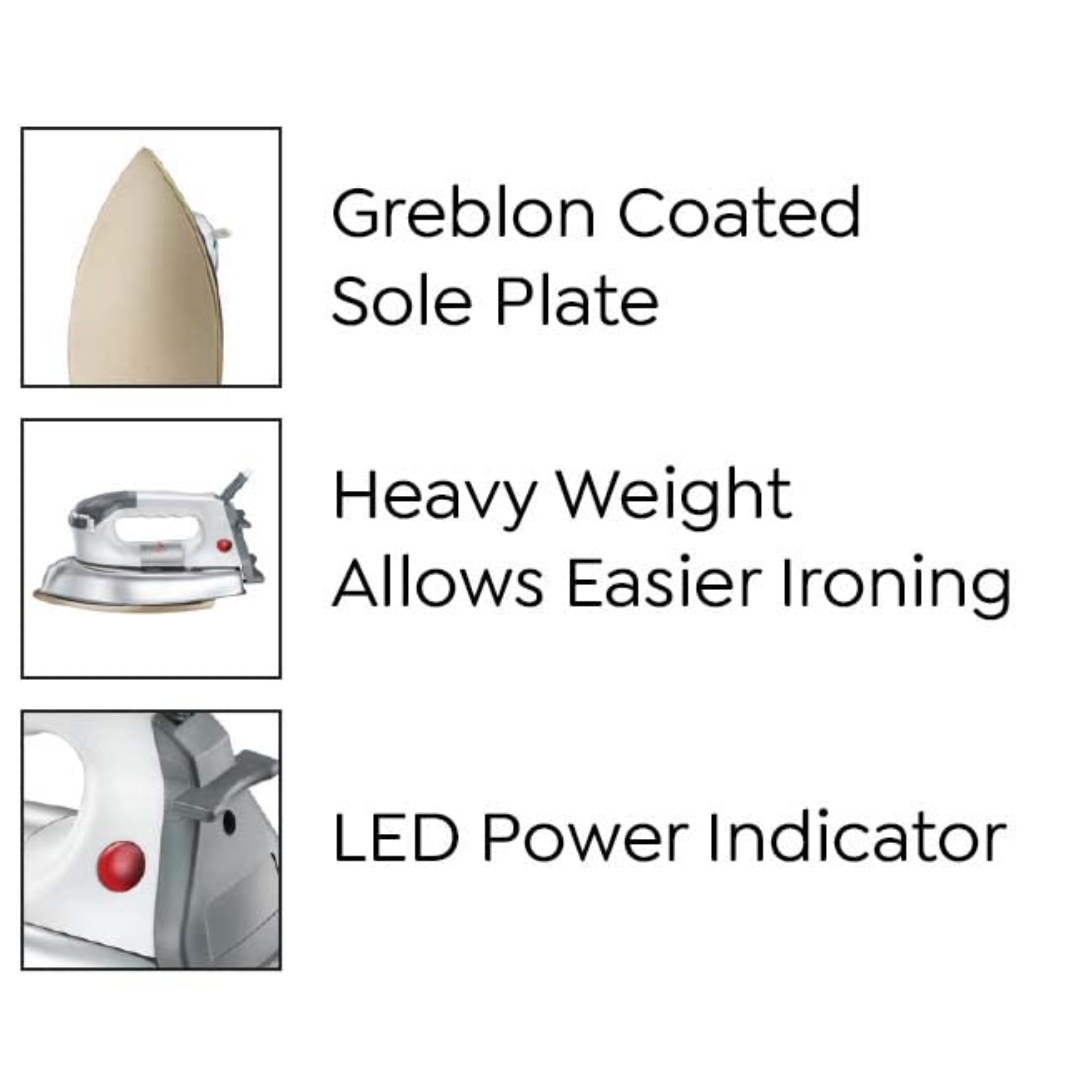 Prestige Magic 1000 W Greblon Coated Sole Plate Dry Iron - 41770 PDI07 