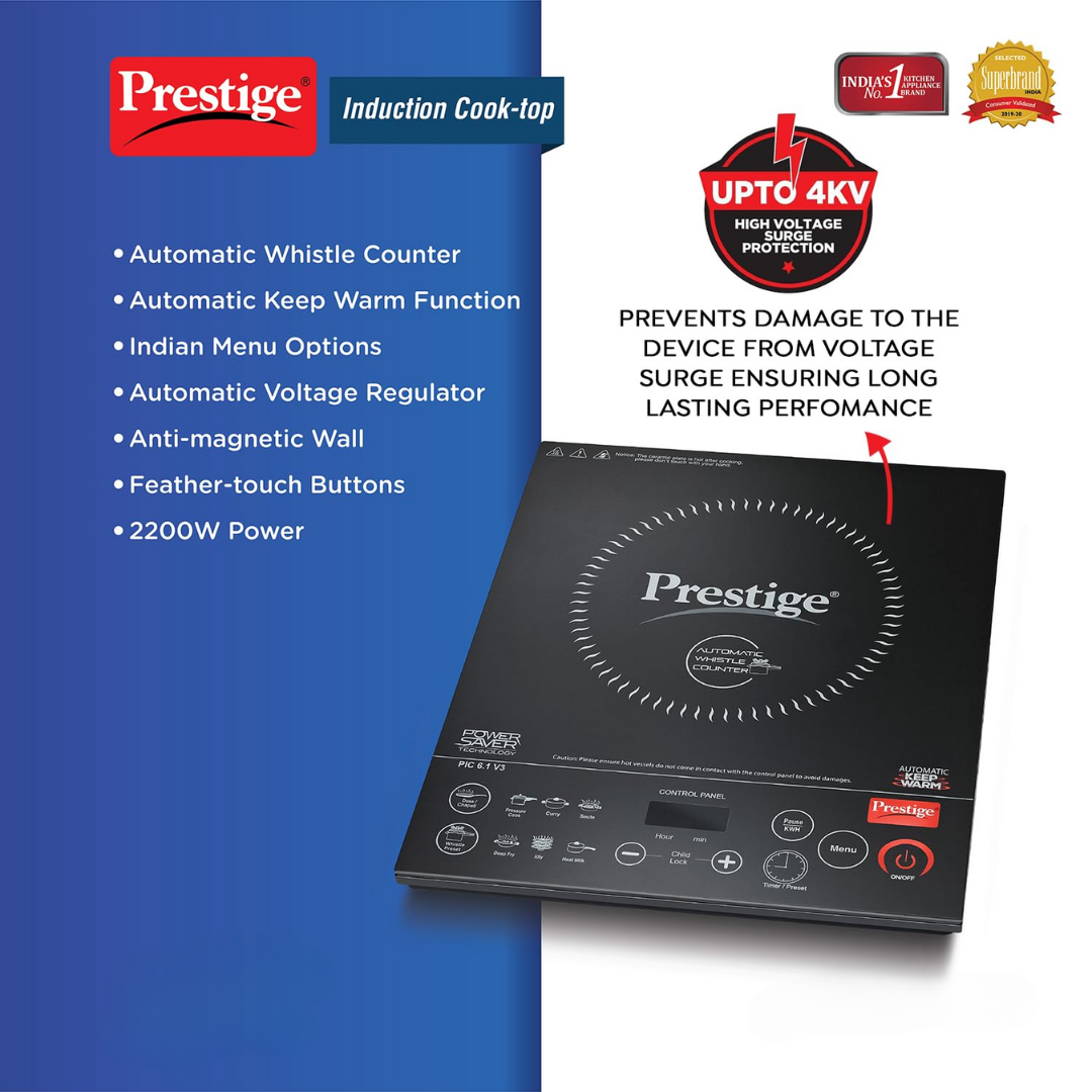 Prestige 1900W Automatic Voltage Controller Induction Cooktop - PIC 23 41951