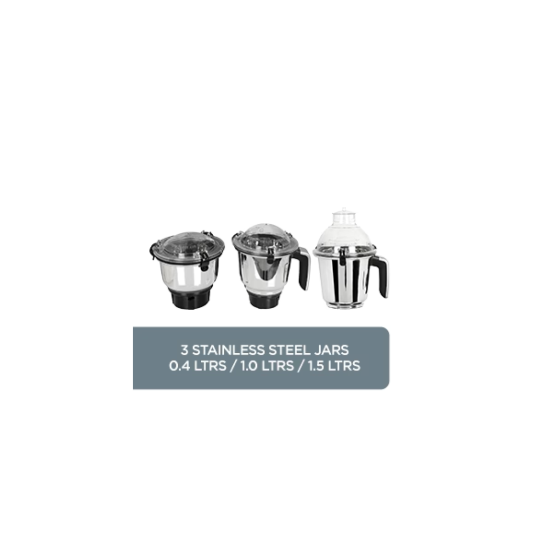 Faber Crown 800W 3 Jar Blender Mixer Grinder - FMG CROWN 800 W 3J NERO 