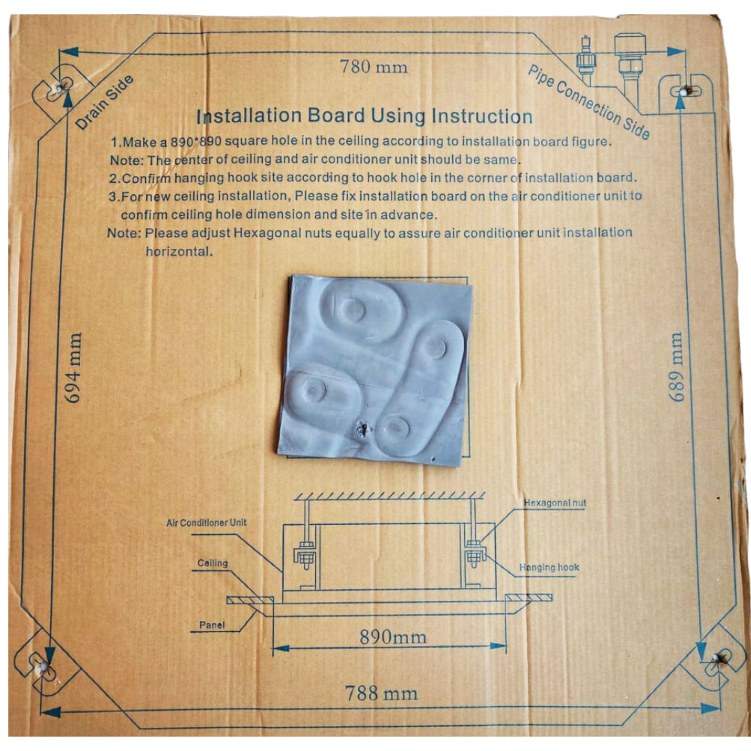 Dimension of AUX 4 Ton Ceiling Cassette AC