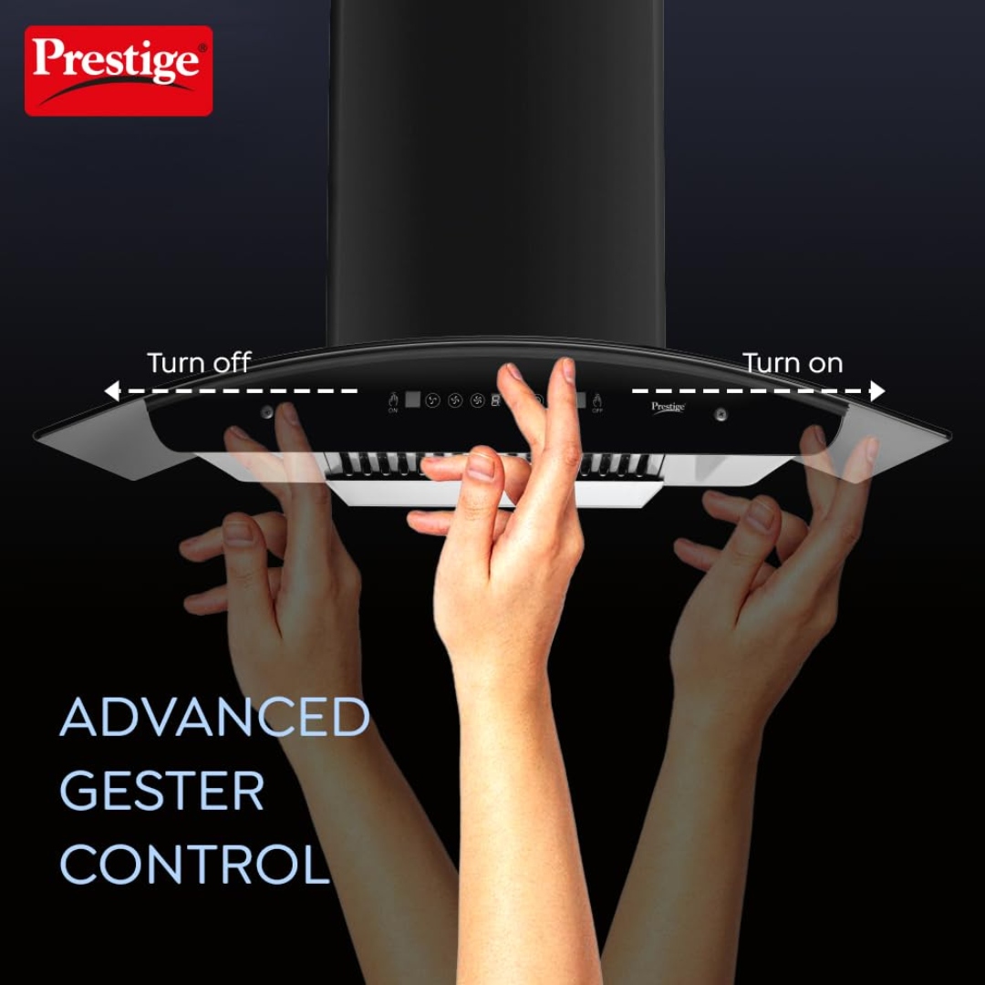 Prestige 41817 OSCAR 900 Contemporary Black Kitchen Hood Chimney