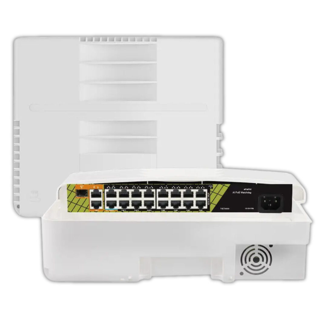 Genata 16+2+1 Port PoE Switch with Waterproof Junction Box - GNT-P4813F6