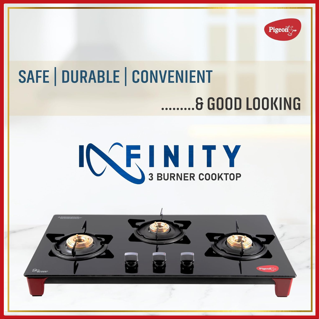 Pigeon 3 Burner Glasstop Gas Stove - Infinity 3BR Auto SA 