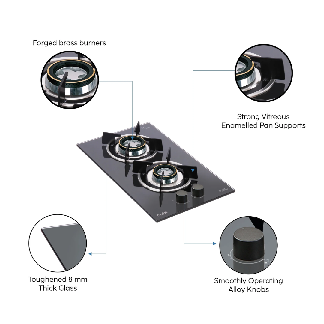 Glen 2 Burner Hob Top Stoves - BH 1012 RO DB