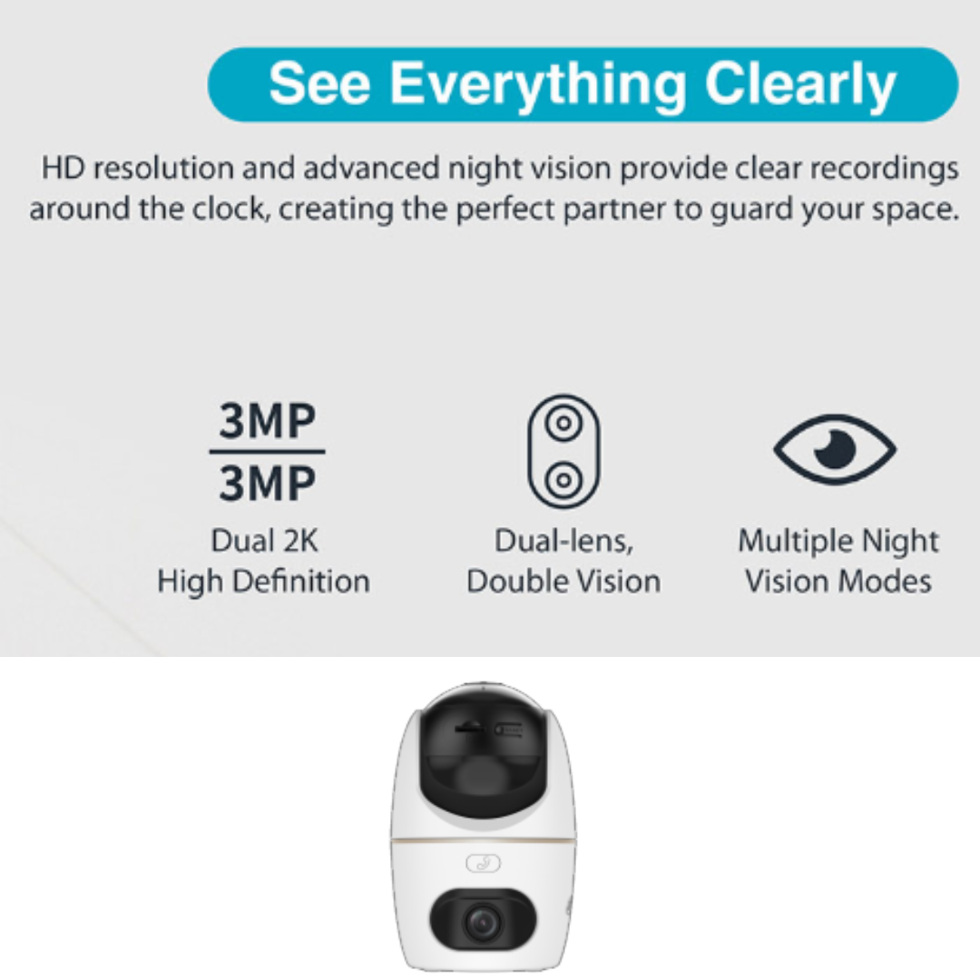 Dahua 3 MP + 3 MP Dual Light Wi-Fi Indoor PT Camera - DH-H3D-3F