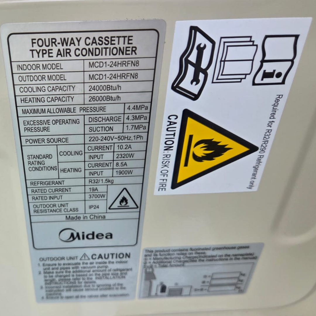 Dimension of AUX 4 Ton Ceiling Cassette AC