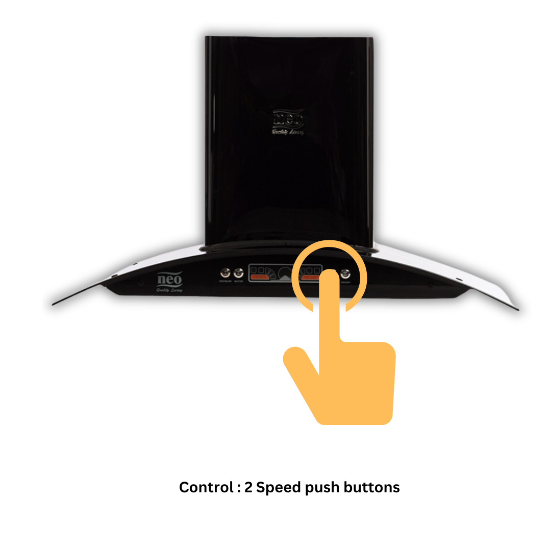 Neo 90 cm Baffle Filter Wall Mount Chimney - Glass Hood Baffle Touch