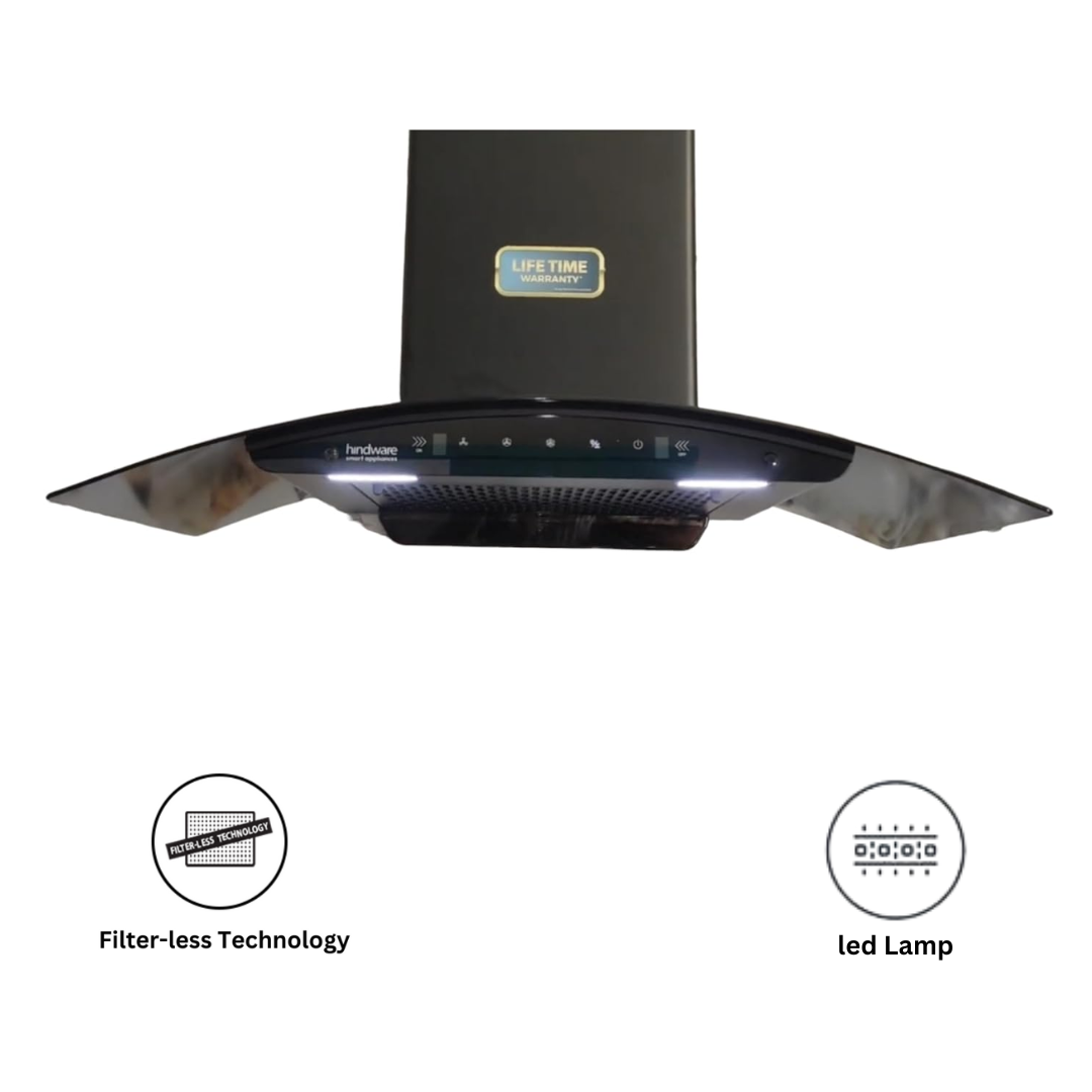 Hindware 90 cm Auto Clean Chimney - ADVENCIO BLK 90   