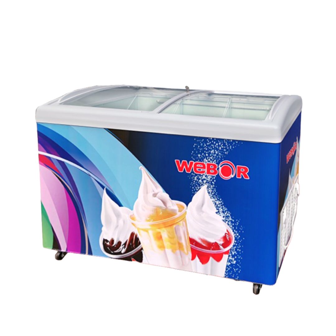 Webor 358 Ltr Glass Top Curve Design Chest Freezer - EMGT 358