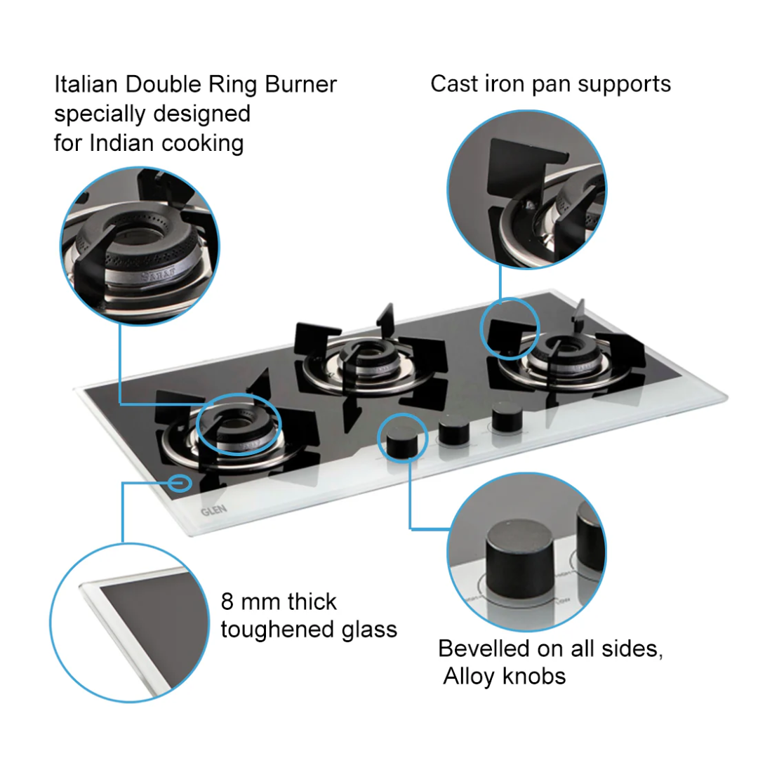 Glen 4 Burner Forged Brass Burner Cooktop - CT 1048 SQ GT BL FB AI