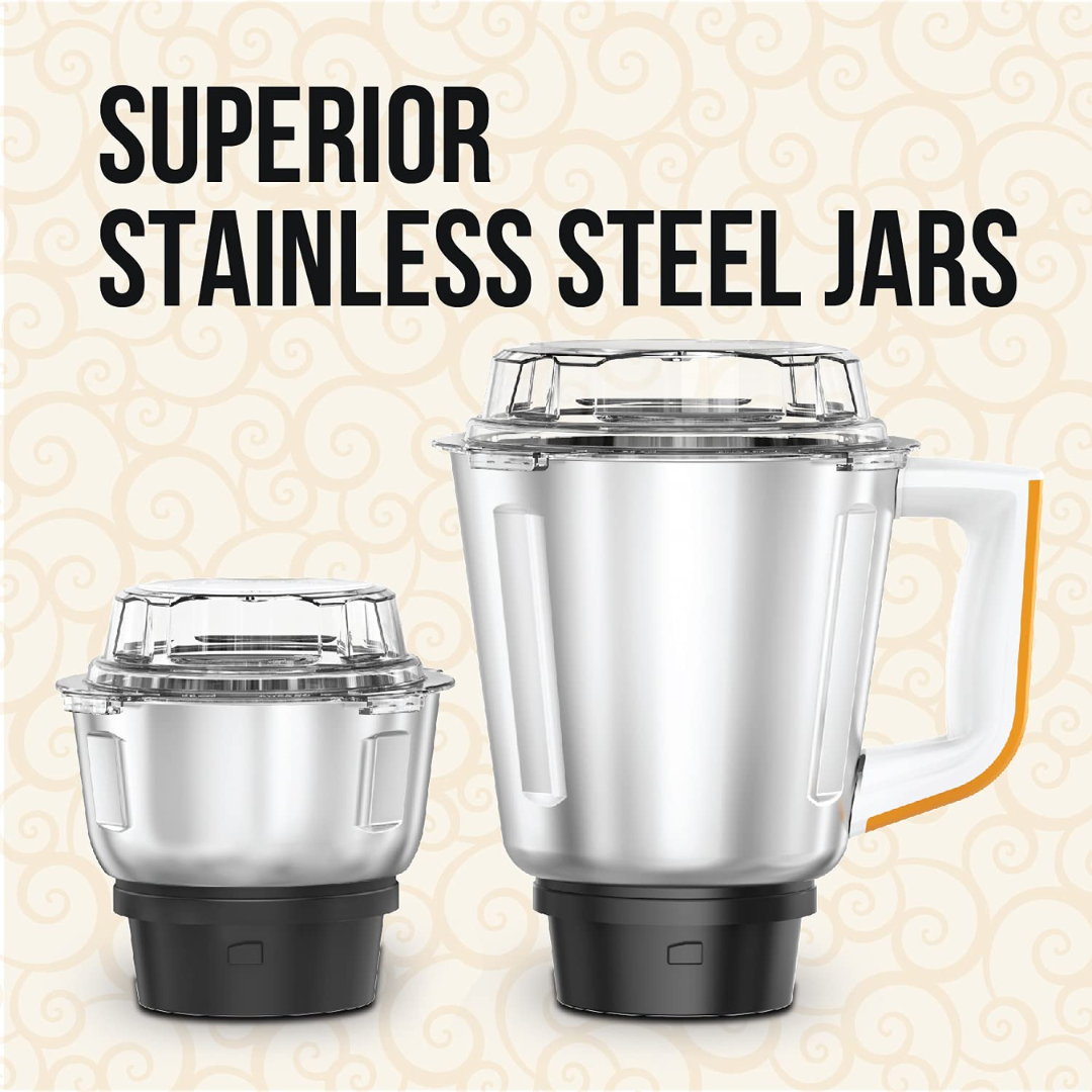 Havells 2 Jars Super Mix NV 500 Watt Mixer Grinder (Orange) - GOF