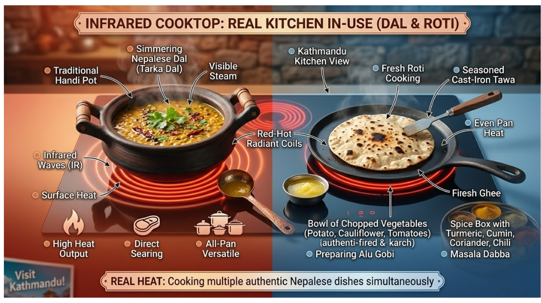 Cooking on Infrared Cooktop Nepal
