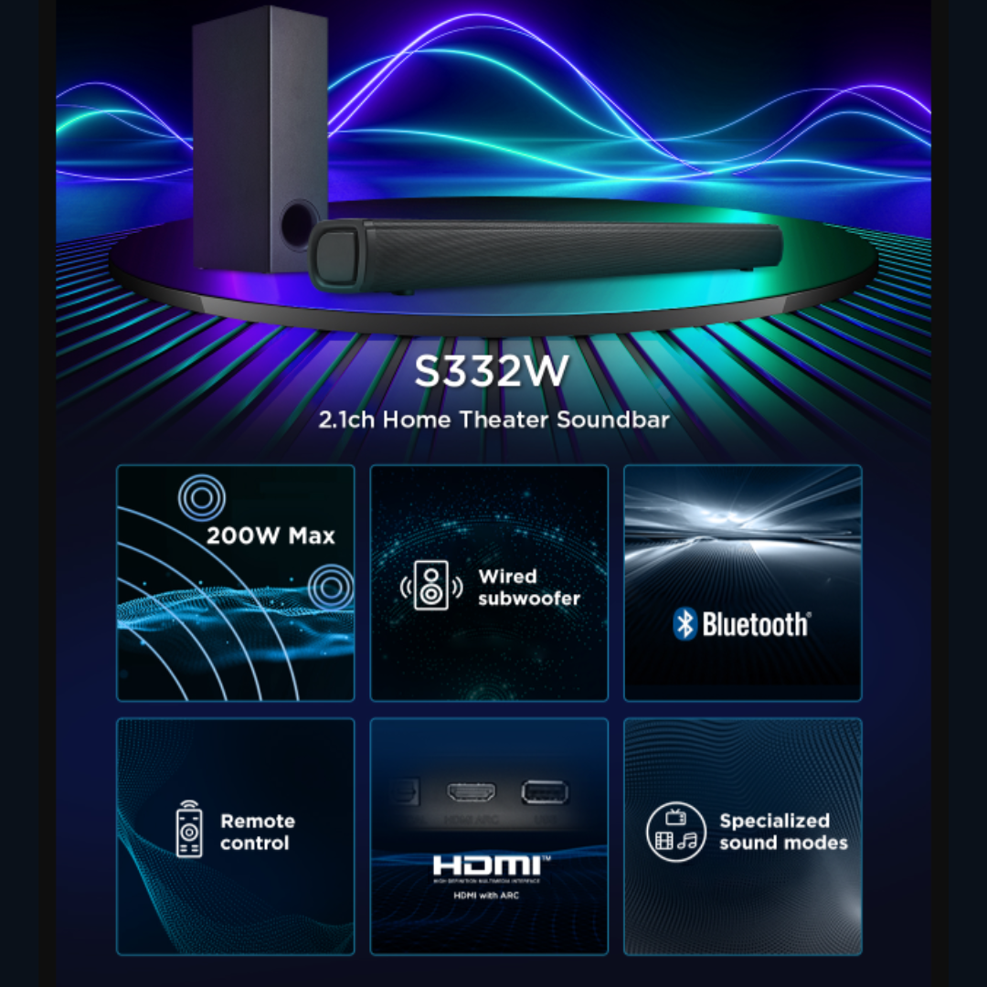 TCL 2.1 CH Sound Bar - S332W