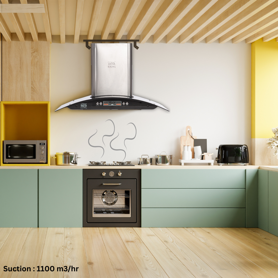 Neo 90 cm SS Cone Filter Wall Mount Chimney - Glass Hood Digital