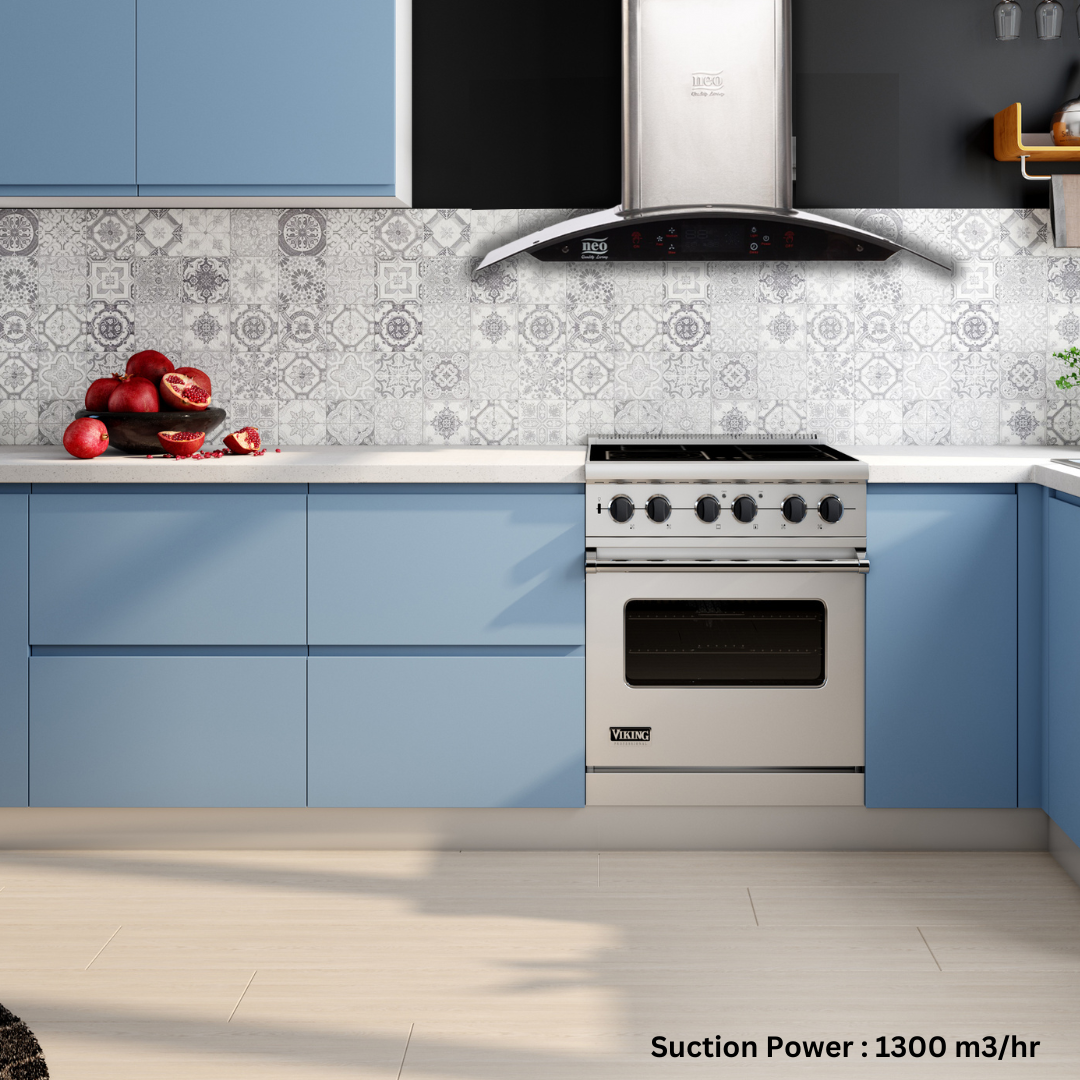 Neo 90 cm Baffle Filter Wall Mount Chimney - Glass Hood Baffle Touch 