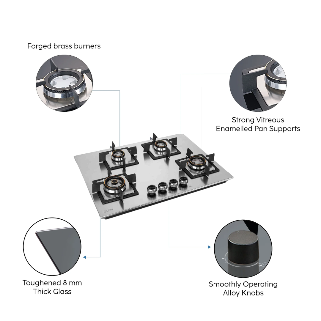 Glen 4 Burner 73 cm Stainless Steel Cooktops - 1054 UT SS