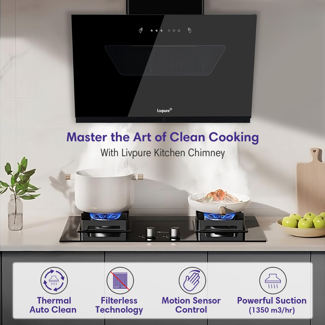 Livpure Curved Glass Kitchen Chimney - ADOR 90