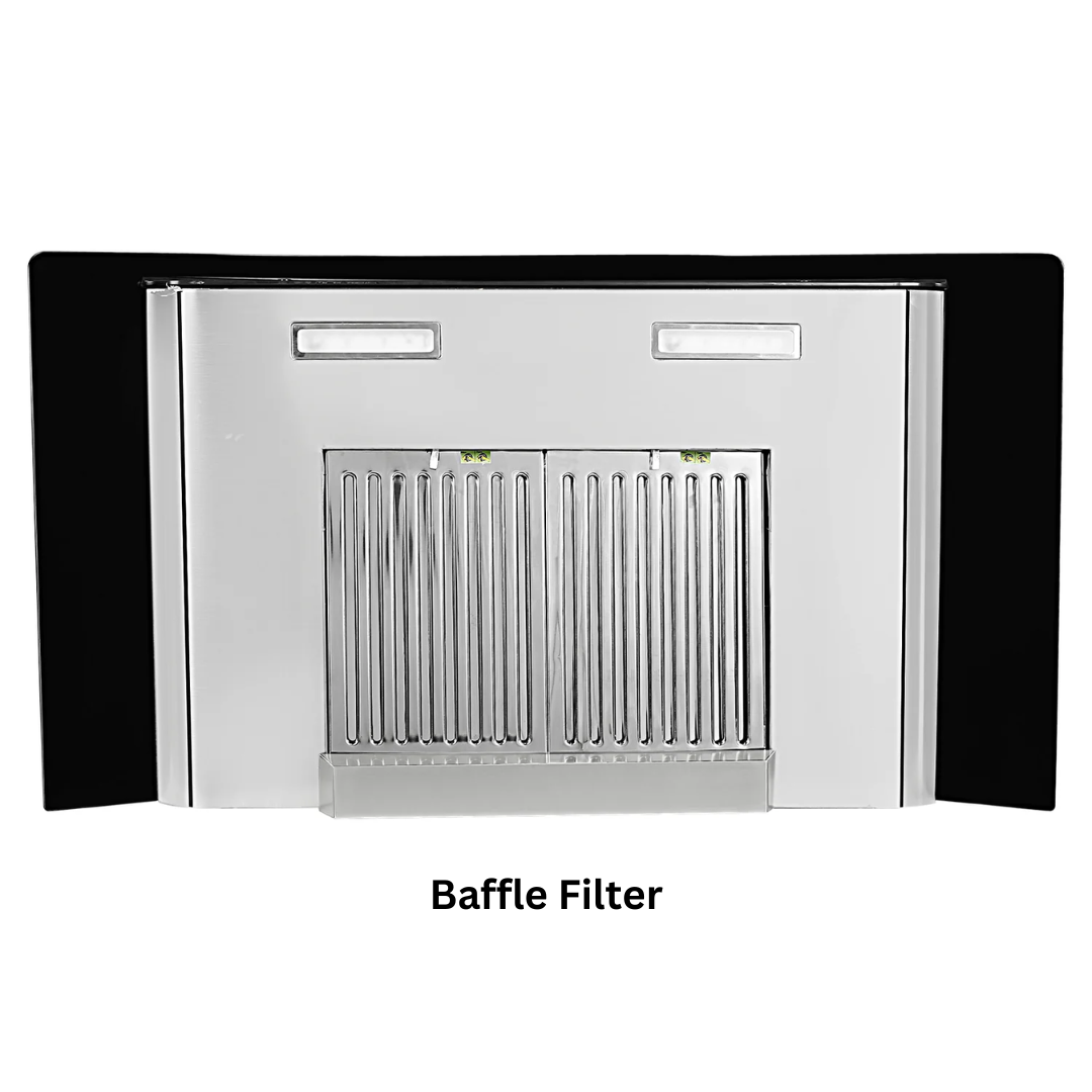 Faber 90 cm Baffle Filter Auto Cleam Chimney - HOOD ELLORA 3D IN HC SC BF BK 90