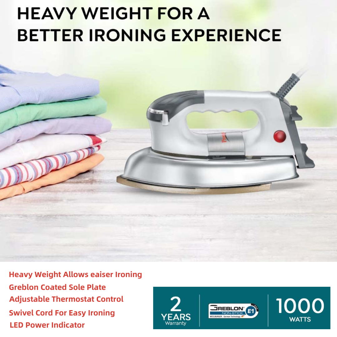 Prestige Magic 1000 W Greblon Coated Sole Plate Dry Iron - 41770 PDI07 