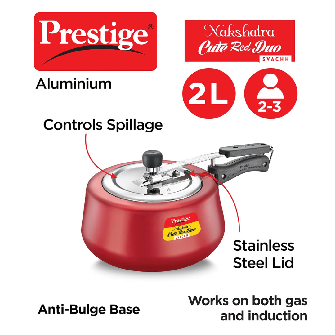 Prestige 20261 - 5 Ltrs Nakshatra Svachh Cute HA Duo SS Lid Pressure Cooker