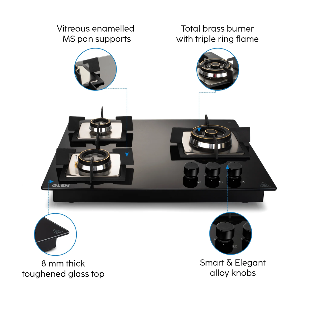 Glen 3 Burner Hop Top Stoves - BH 1063 SQ HT DB TR 
