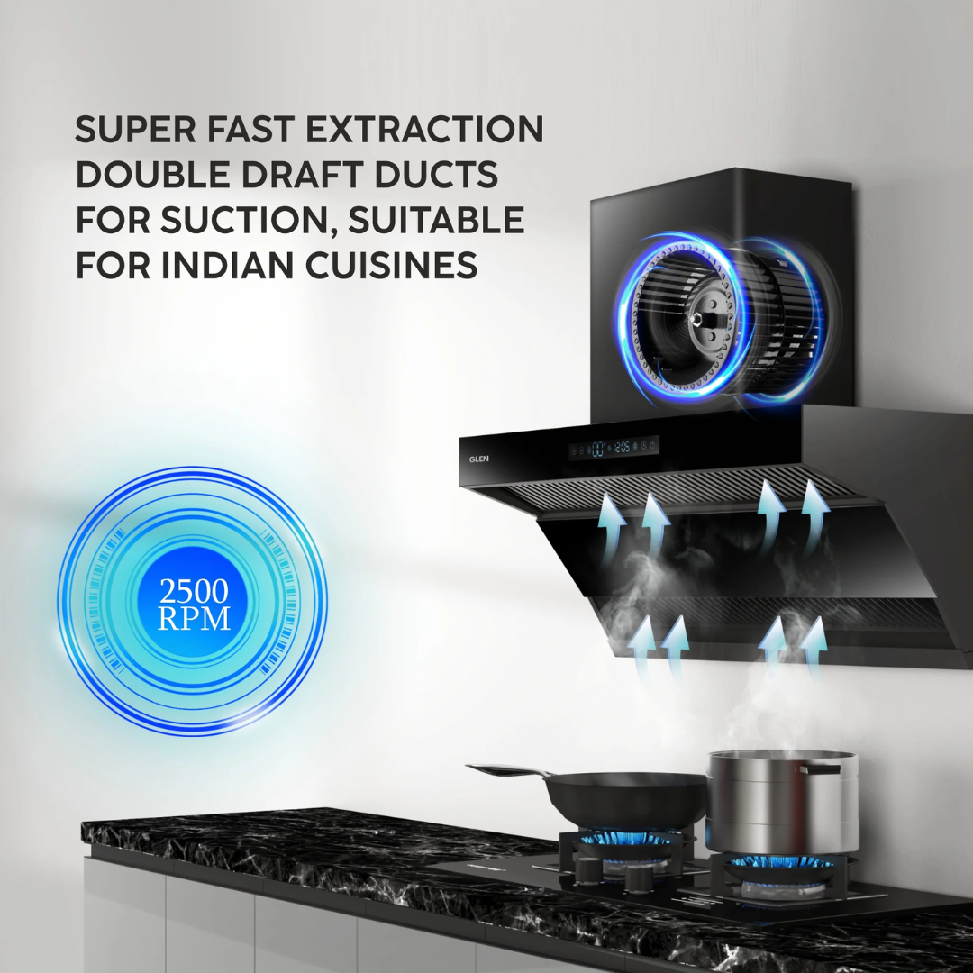 Glen 60 cm Auto Clean Chimney - CH 6076 BL BLDC MS AC