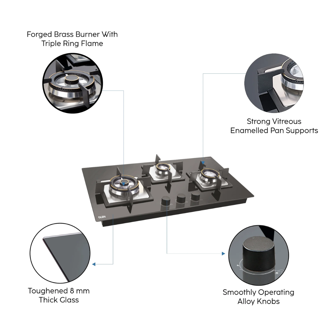 Glen 4 Burner Hob Top Stoves - BH 1074 SQ HT DB TR 77