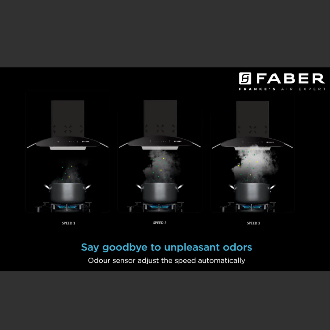 Faber 90 cm Baffle Filter Auto Cleam Chimney - HOOD ELLORA 3D IN HC SC BF BK 90