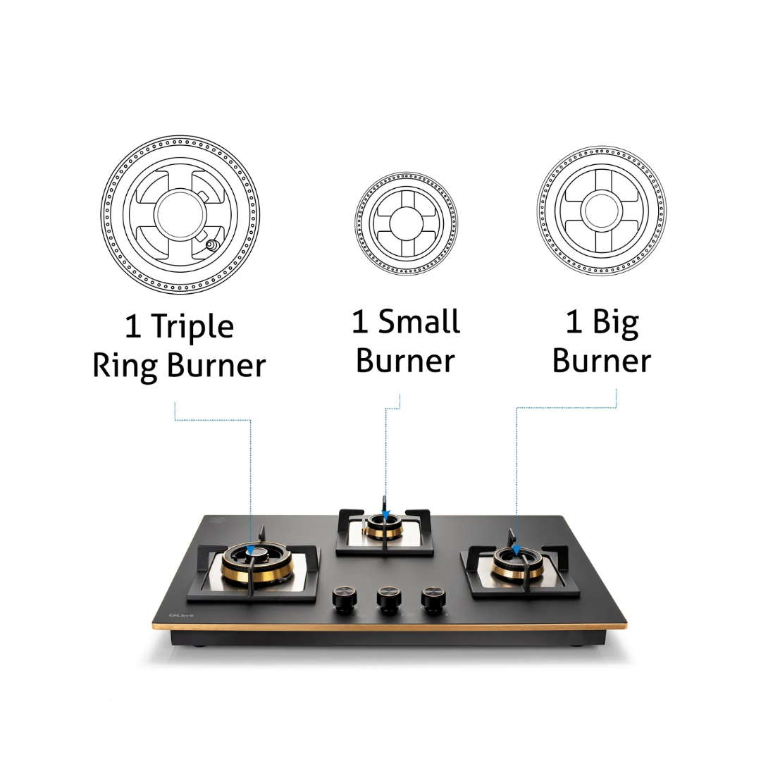 Glen 4 Burner Forged Brass Burner Cooktop - CT 1048 SQ GT BL FB AI