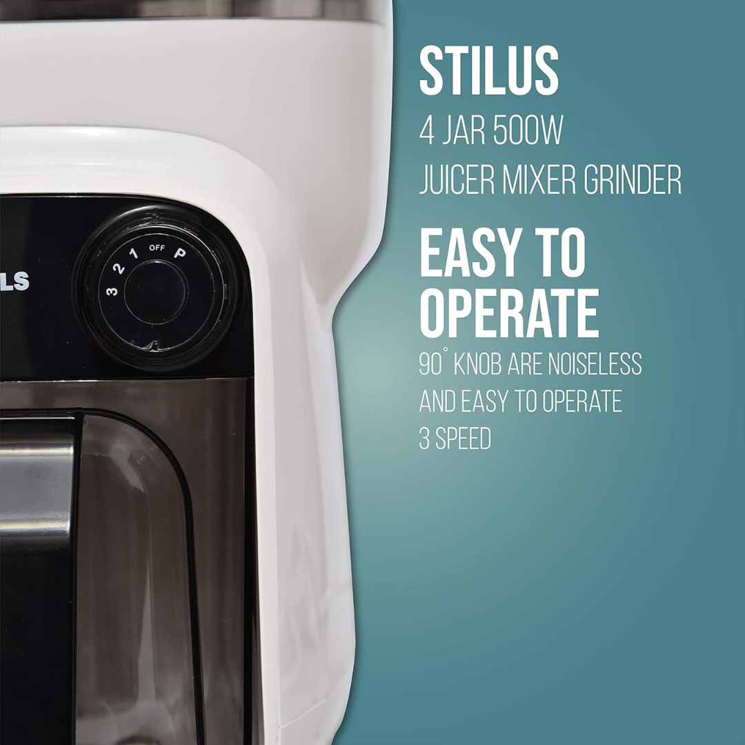 Havells 4 SS Jars with Fruit Filter 500 Watt Mixer Grinder - Stilus (GHFJ)