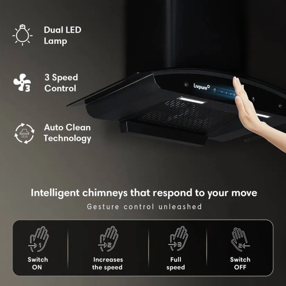 Livpure Curved Glass Kitchen Chimney - ADOR 90