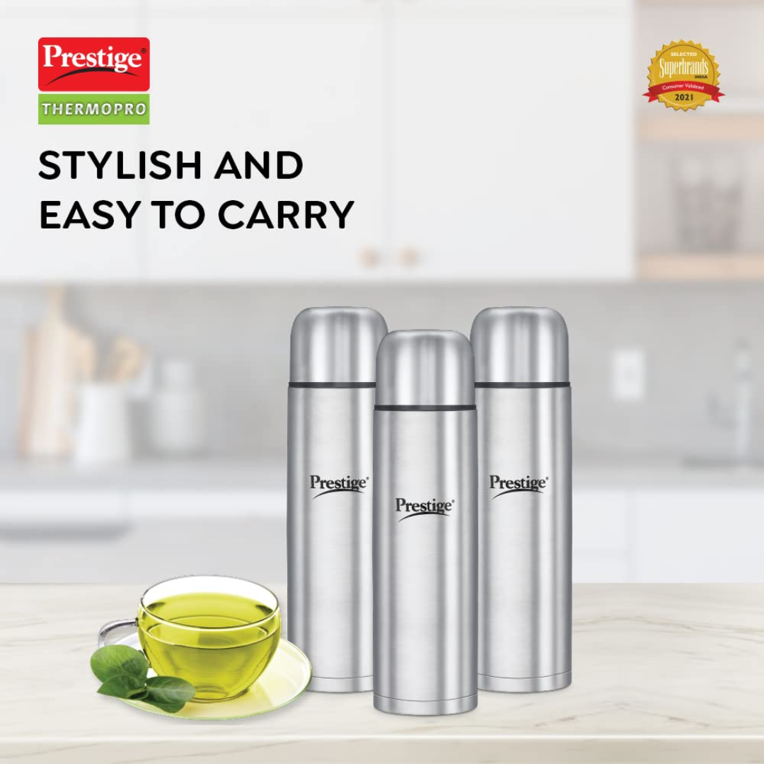 Prestige 500ML SS Steel Lid Lock with Bag Vacuum Thermopro Flask - 99507